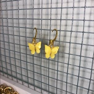 Yellow butterfly earrings